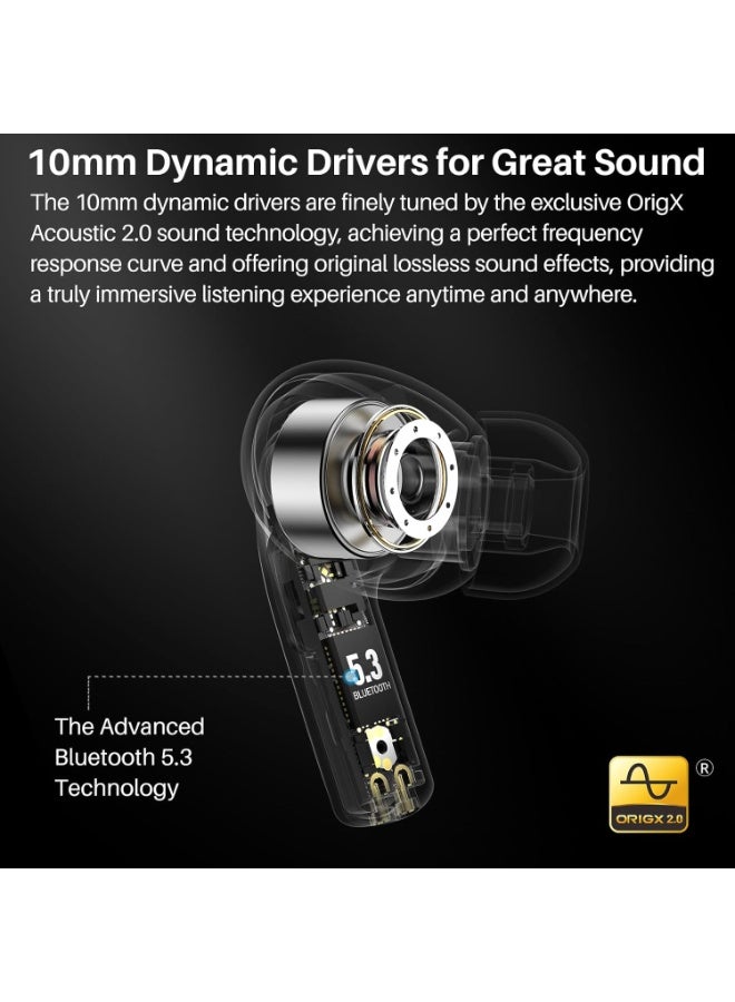 TOZO T20 Wireless Bluetooth Earphones Bluetooth 5.3 Earphones with ENC Call LED Screen ORIGX 2.0 Acoustic EQ Adjustment 48.5H Autonomy Supports Wireless Charging and USB Type C IPX8 Blue - Image 3